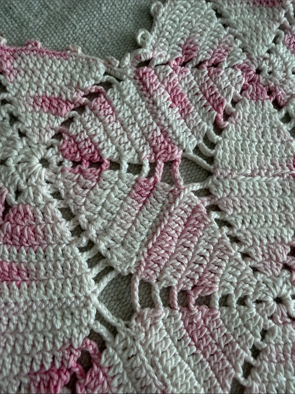 Vintage-Style Pink and White Crochet Doily